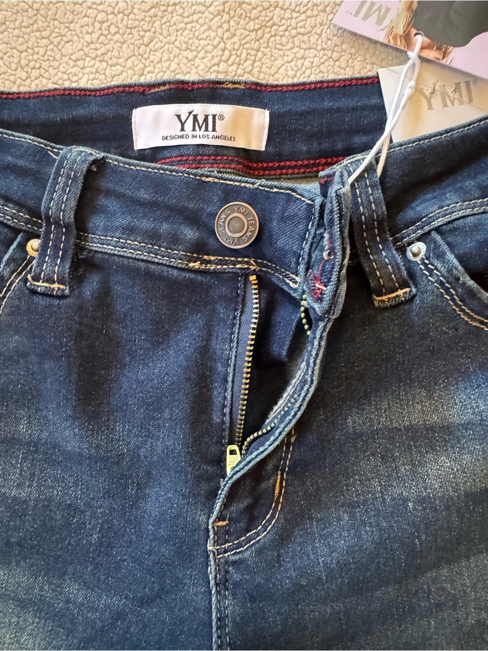 0063 YMI Dark Blue Denim Jeans with Branded Tag - Picture 4 of 8